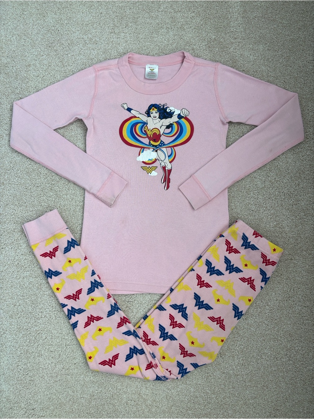 Hanna Andersson DC Comics Wonder Woman long john pajamas size 140 (10)